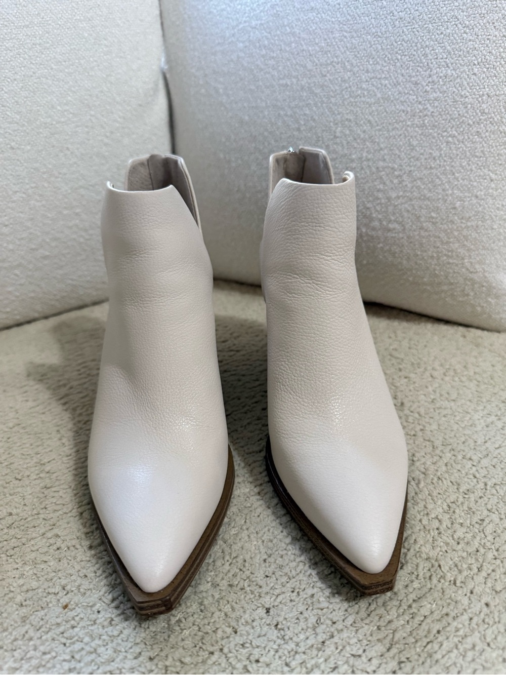 Vince Camuto Cream Pointed Toe Ankle Booties